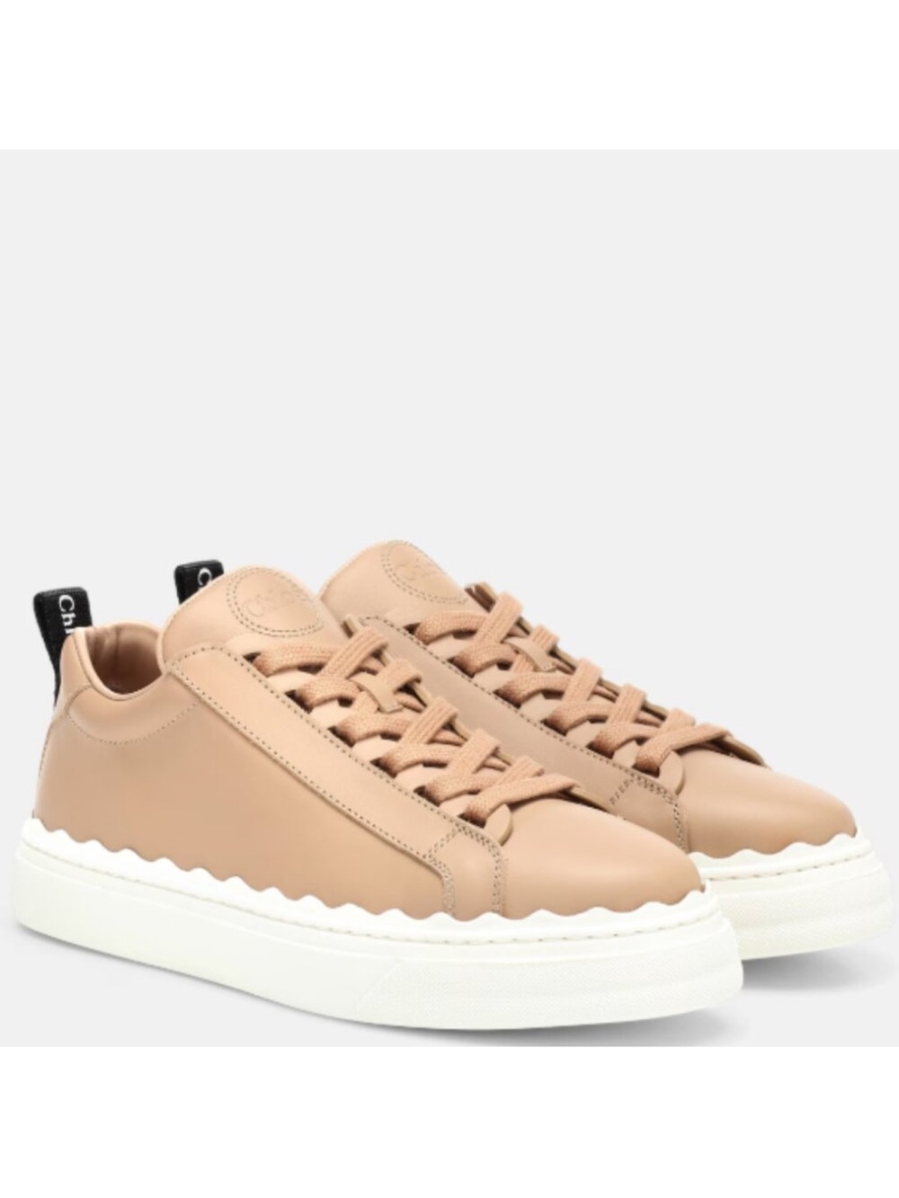 Chloé Nude Leather Low-Top Sneakers with White Platform size 40